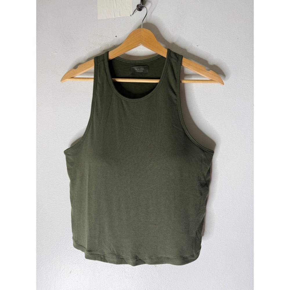 Nuuds sporty rib crop racer tank top green size Large